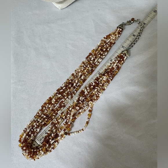 Neutral tone torsade style seed bead necklace - Picture 3 of 4